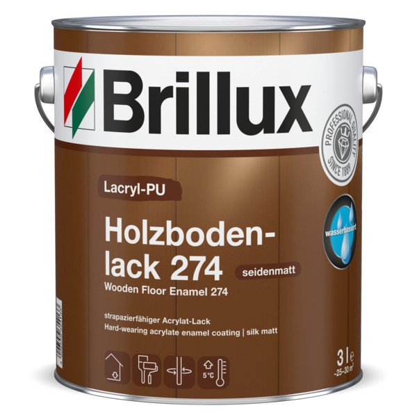 Brillux Lacryl-PU Holzbodenlack 274 seidenmatt weiß | 3 LTR _L