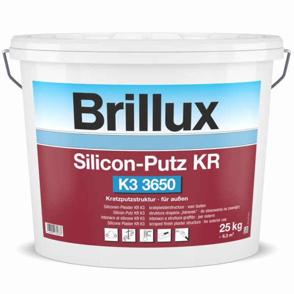 Brillux Silicon-Putz KR K3 3650 Dekorputz in Kratzputzstruktur 25 KG 0095 weiß