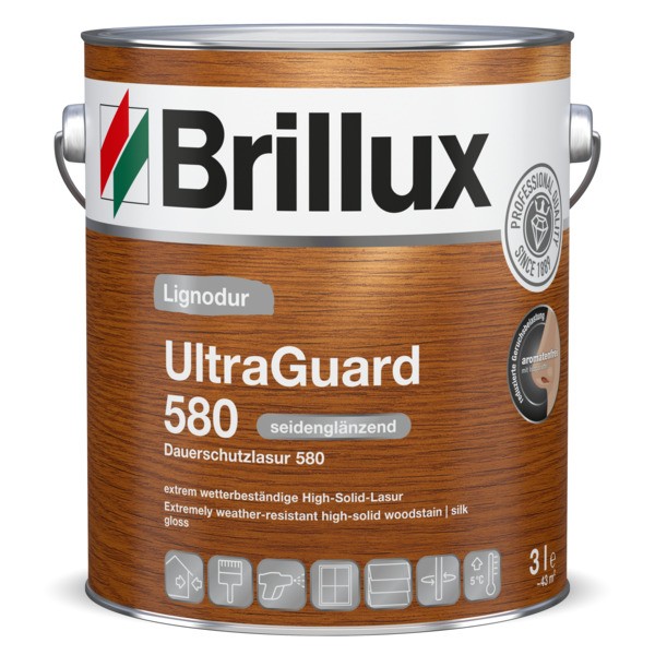 Brillux Lignodur UltraGuard 580 /Dauerschutzlasur 580 seidenglänzend 09.LA.03 1410 eiche | 3 ltr.