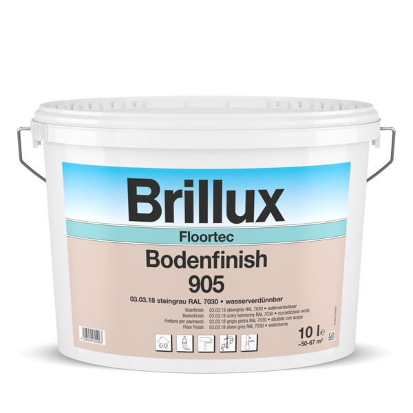 Brillux Floortec Bodenfinish 905 Bodenbeschichtung RAL 7030 steingrau, 10l Eimer