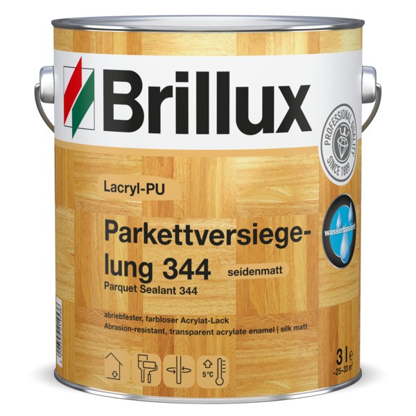 Brillux Parkettversiegelung 344 farblos seidenmatt 3 Ltr. 