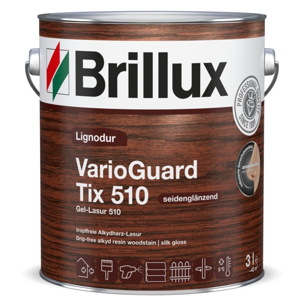 Brillux Lignodur VarioGuard Tix 510 (vorher Gel-Lasur 510) seidenglänzend farblos | 3 Ltr. _L